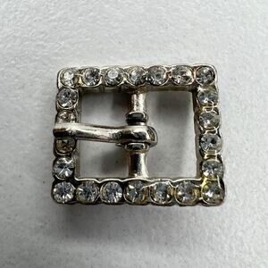 Silver Tone Rhinestone Simple Basic Small Belt Buckle